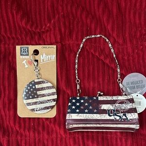 American Flag Purse and Mirror Set